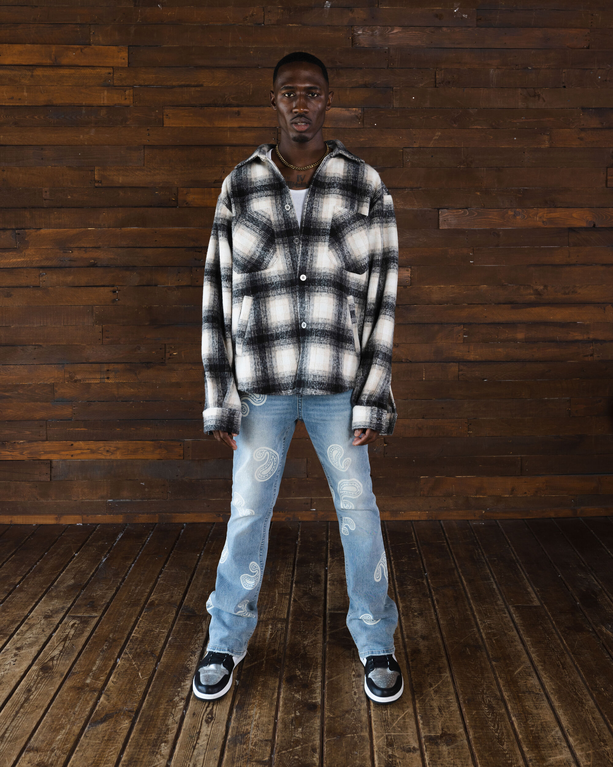 Sweatpants with flannel discount shirt