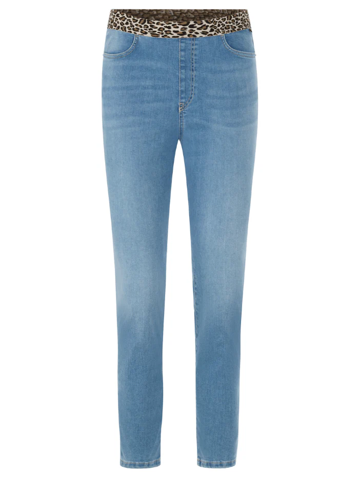 Marc Cain Pants Women's SOFIA Jeans With Leopard Print Waistband AP 82.19 D51 Col 353