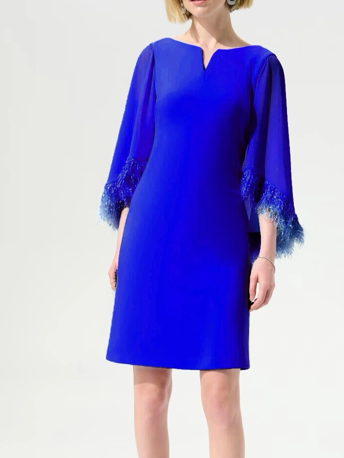 Joseph Ribkoff Women's Signature Silky Knit A-Line Dress With Chiffon Cape 261715 Col 2922