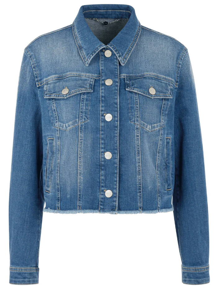 Marc Cain Additions Women's Blue Short Denim Jacket In Stretch Cotton AA 31.03 D22 Col 353