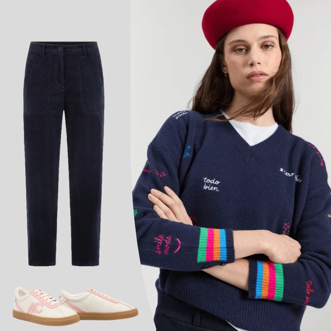 how-to-style-vilagallo-navy-jumper
